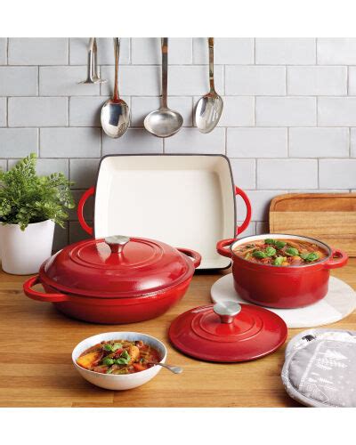 Red Cast Iron Set Aldi Uk