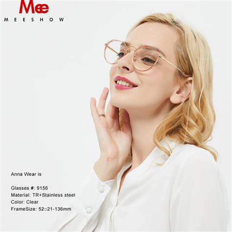 Meeshow Tr90 Womens Eyeglasses Oversize Titanium Alloy Glasses Round