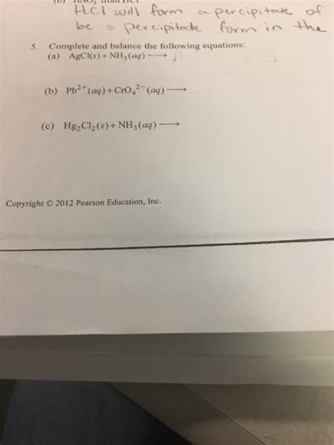 Solved Complete And Balance The Following Equation Chegg