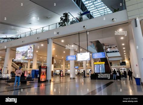 Arrivals area at interior of Tbilisi International Airport, TBS ...