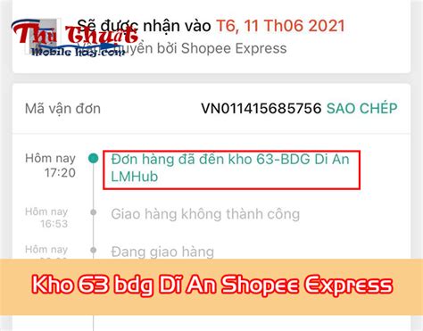 Tìm ngay kho 63 bdg Dĩ An Shopee Express ở đâu