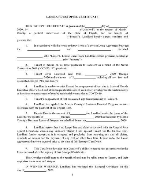 41 Real Estoppel Certificate Forms And Samples Templatelab