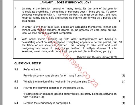 English Home Language Grade 12 November 2022 Exam Question Papers And