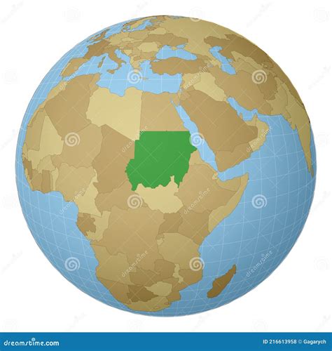 Globe Centered To Sudan Stock Vector Illustration Of Diagram