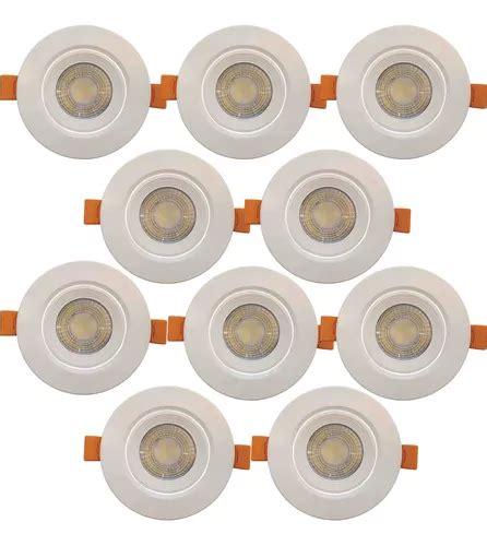 Kit 10 Spot Led 5w Embutir Smd Redonda De Pvc Bivolt Parcelamento Sem