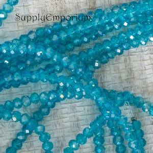 Aqua Ab X Mm Czech Glass Rondelle Beads X Mm Aqua Ab Crystal Rondelle