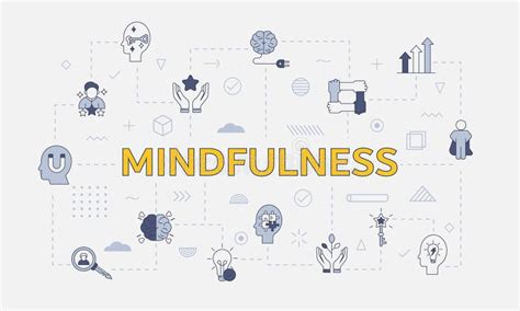 Mindfulness Concept With Icon Set With Big Word Or Text On Center Stock Illustration