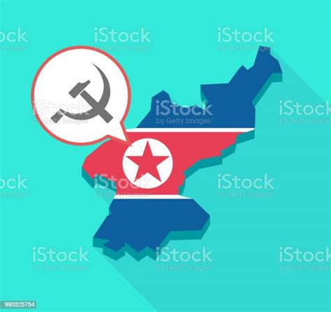 Long Shadow North Korea Map With The Communist Symbol Stock ...