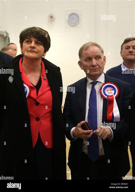 DUP party chairman Lord Morrow (right) with DUP leader Arlene Foster at ...