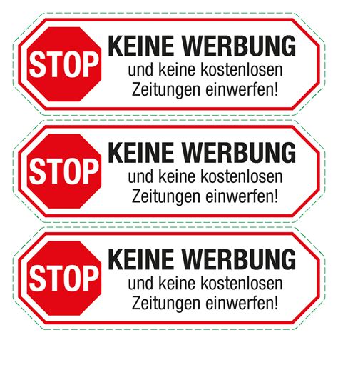 Briefkastenaufkleber Stop Keine Werbung Und Keine Kostenlosen