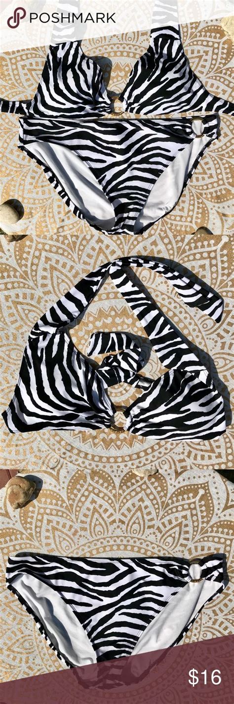 Zebra Bikini W Gold Rings Size 16 Zebra Bikini Clothes Design Fashion