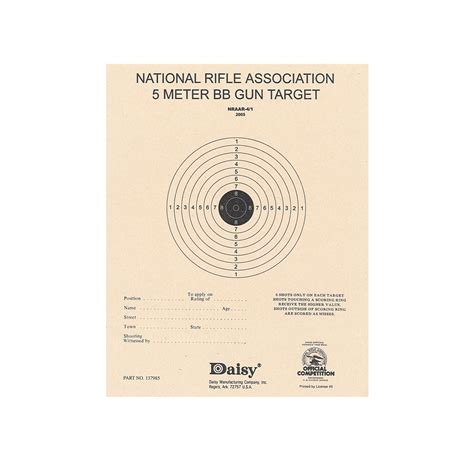 Official NRA 5-Meter BB Targets. Daisy National BB gun Championship