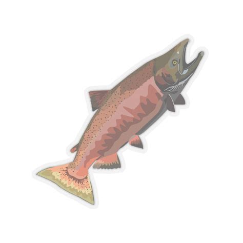 King Salmon Decal Chinook Salmon Kiss Cut Stickers Etsy