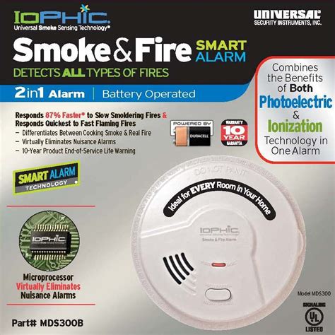 USI MDS300 Universal Smoke Sensing Technology (IoPhic) Battery-Operated ...