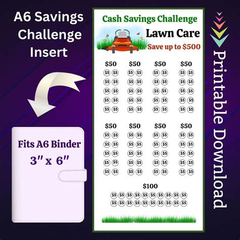 A Lawn Care Savings Challenge Printable For Yard Mowing Money Saving