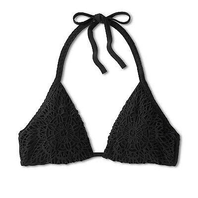 Women S Crochet Triangle Bikini Top Shade Shore Black C Ebay