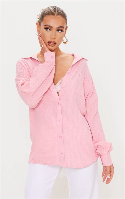 Light Pink Pocket Front Oversized Shirt Prettylittlething