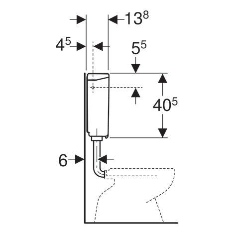 Réservoir apparent Geberit AP140 rinçage interrompable alimentation