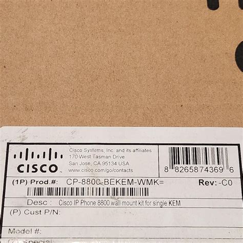 New Cisco Cp 8800 Bekem Wmk 8800 Wall Mount Kit Single Kem For Cp 8851