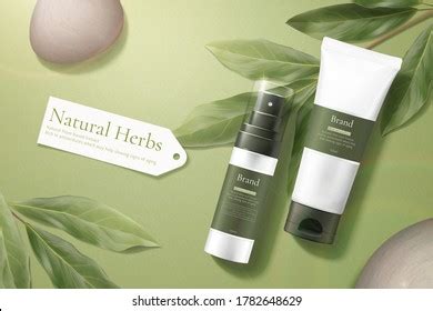 3d Illustration Herbal Cosmetic Ad Simple Stock Vector Royalty Free