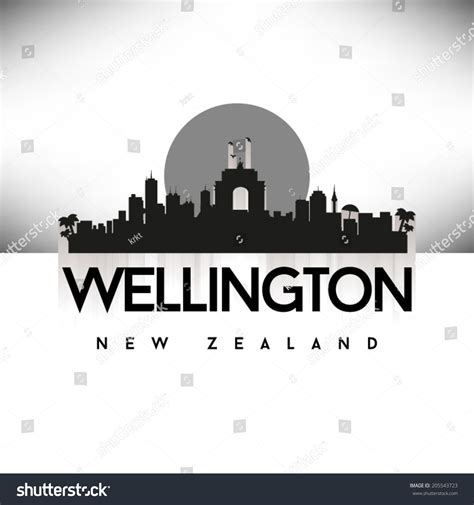 Wellington New Zealand Skyline Silhouette Design Stock Vector 205543723