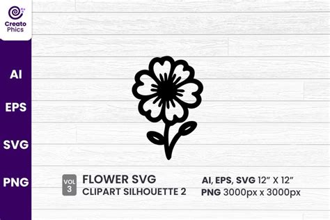 Floral clipart silhouette flower SVG sublimation