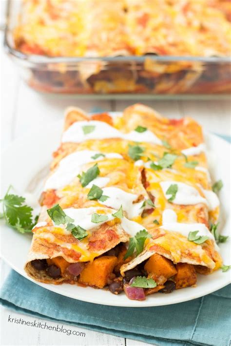 Sweet Potato And Black Bean Enchiladas A Healthy Vegetarian Take On