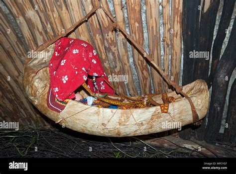 Sami Wooden Cradle Hung In Sami Museum Nutti Sami Siida Jukkasjarvi