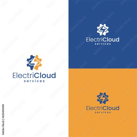 Modern And Simple Logo Combination Of Clouds Gears And Lightning Very