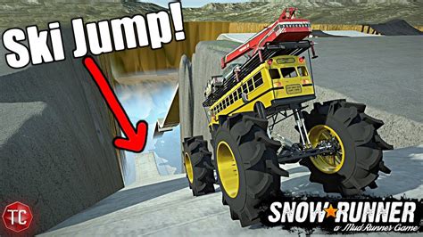 SnowRunner The BIGGEST JUMP I Ve EVER DONE Mega Bus Vs SKI JUMP