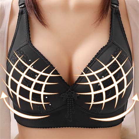 Munlar Women S Bra Wire Free High Support Black Push Up Lift Bra Full