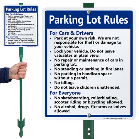 Parking Lot Rules For Cars Drivers Lawnboss Sign Sku K2 1711