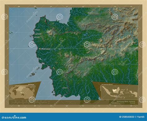 Kalimantan Barat Indonesia Physical Labelled Points Of Cities Stock