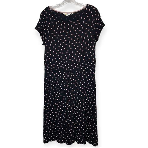 Boden Dresses Boden Amelie Jersey Dress Pink Polka Dot Black Short