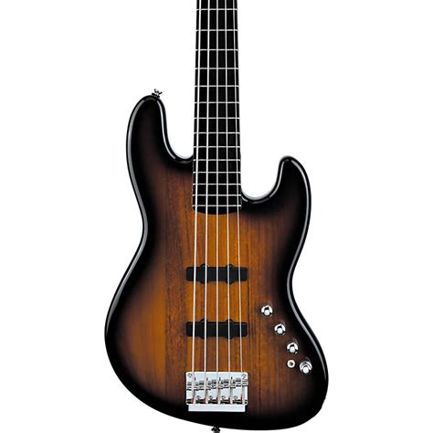 Squier Deluxe Jazz Bass Active V 5 String Electric Bass Guitar 3 Color Sunburst Music123