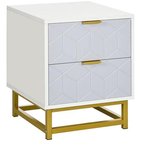 Homcom Bedside Table With 2 Drawers Side Table Bedside Cabinet With