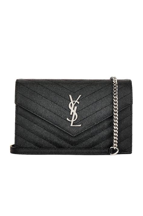 Saint Laurent Cassandra Envelope Chain Wallet Bag In Black Lyst