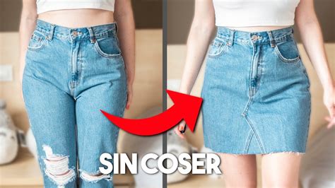 Cómo convertir un PANTALÓN en FALDA sin coser Transforma tus Jeans