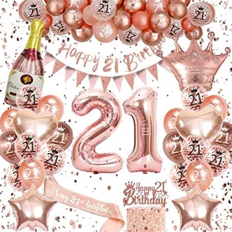 Rose Gold 21st Birthday Party Decorations Set For Womenhappy 21st