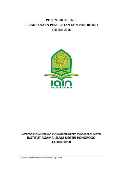 Pdf Petunjuk Teknis Pelaksanaan Penelitian Iain Lppm Iainponorogo Ac