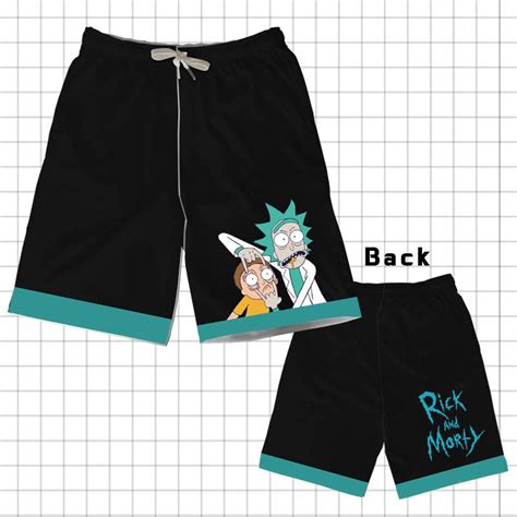 Gr Rick And Morty Shorts Anime Cintura Alta Casual Suelto Unisex