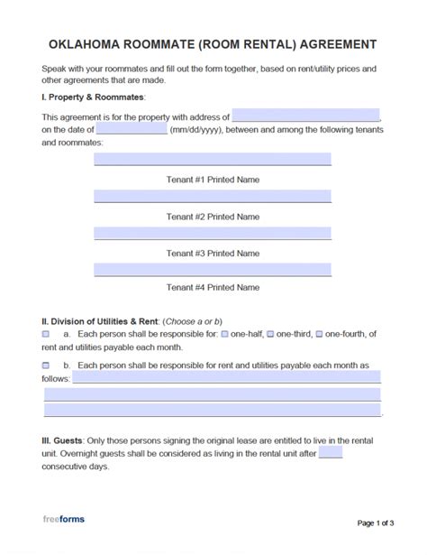 Free Oklahoma Rental Lease Agreement Templates Pdf