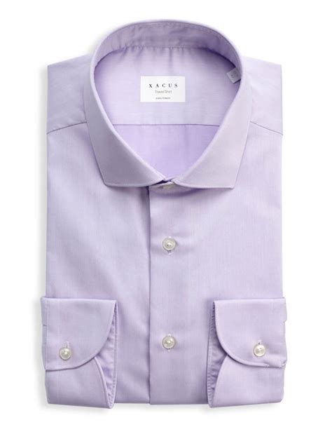 Camicia Collo Francese Piccolo Tinta Unita Twill Lilla Da Uomo Xacus