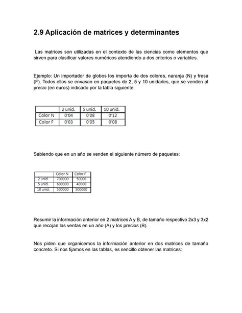 Aplicaci N De Matrices Y Determinantes Ejemplo Un Importador De