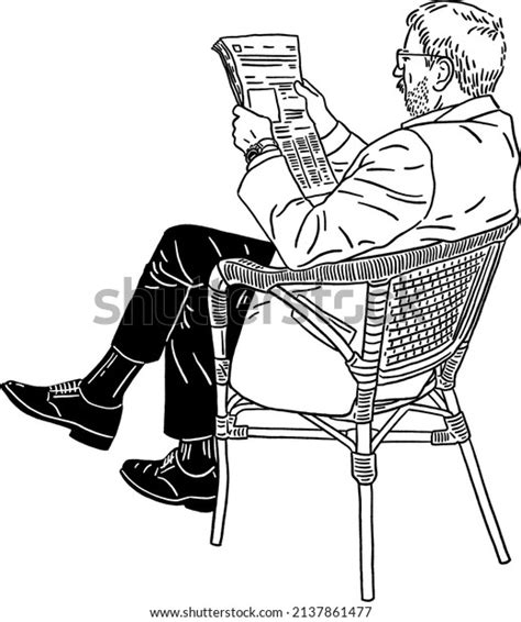 Old Man Reading Newspapers Senior People Stock Vector Royalty Free 2137861477 Shutterstock