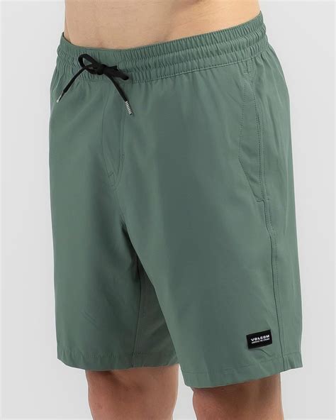 Shop Volcom Stones Hybrid Elastic Waist Shorts In Dark Forest Fast Shipping And Easy Returns