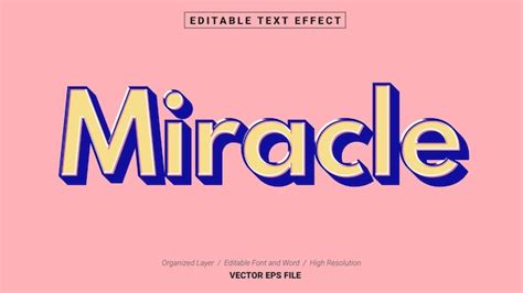 Premium Vector Editable Miracle Font Typography Template Text Effect