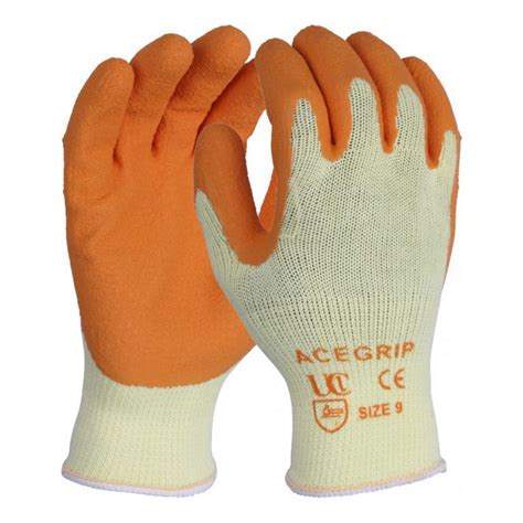 Acegrip Orange Polycotton Liner With Orange Crinkle Latex Palm Coated