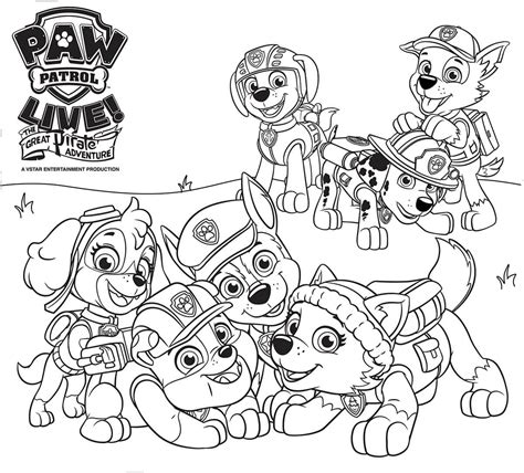 Rubble and his friends in Paw Patrol Coloring Page - Free Printable ...