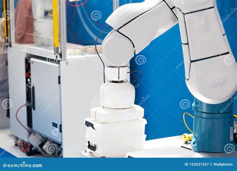 Industrial Pick and Place Robot Arm Stock Image - Image of packing ...